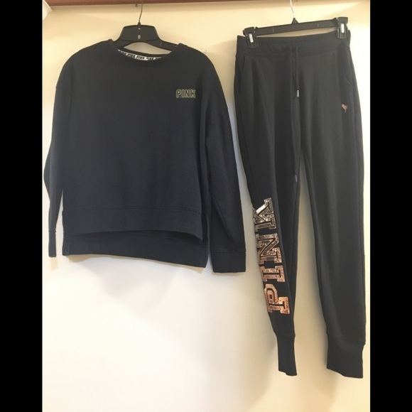 44. Pink Victoria Secret Sweatshirt Jogger Set XS - Picture 8 of 10
